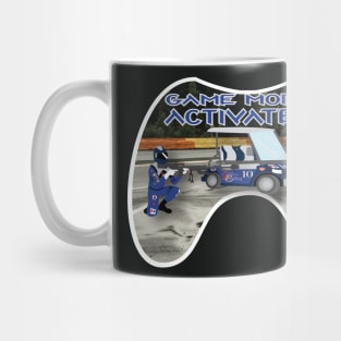 Blue and silver color white Trim Race Track Game Mode Activated Mug